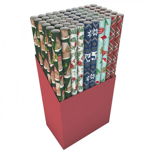 Festive Christmas Gift Wrapping Paper 2.5m x 70cm Assorted Designs P2631 (Parcel Rate)
