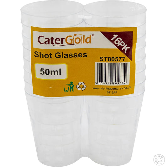 Reusable Plastic Shot Glasses 50ml Pack of 16 ST80577 (Parcel Rate)