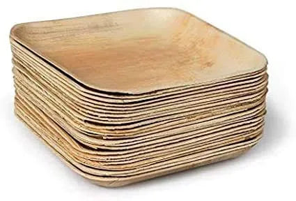 Biodegradable Disposable Square Areca Palm Leaf Plates 8" Pack of 25 EC0362 (Parcel Rate)