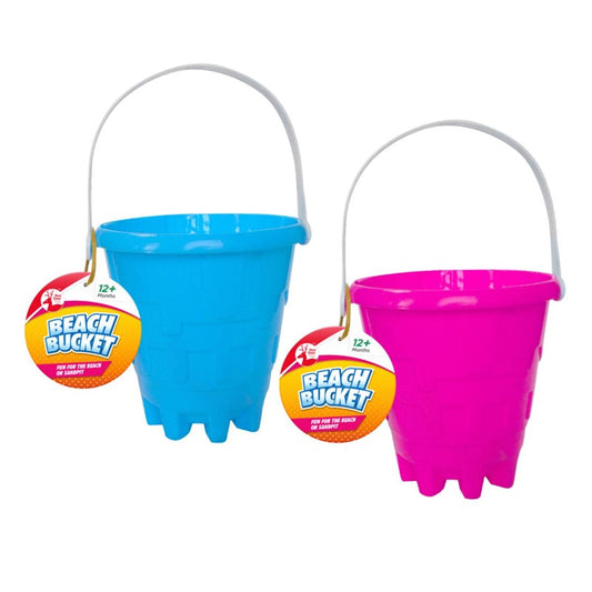 Children's Plastic Beach Sand Toy Sandcastle Bucket 15 x 15cm Assorted Colours 321395 (Parcel Rate)