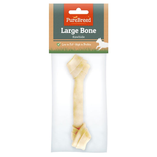 Pet Dog Treats Large Knotted Rawhide Bone 19.5cm 313618 (Parcel Rate)
