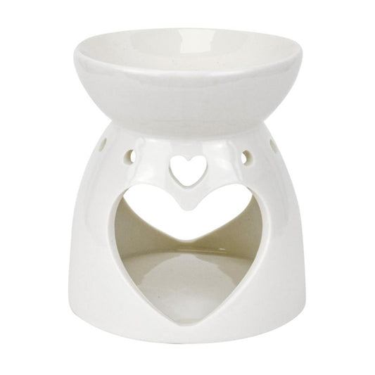 Large Ceramic Wax Melt and Oil Burner with Heart Shape 10.5 x 10 x 10cm 322102 (Parcel Plus Rate)
