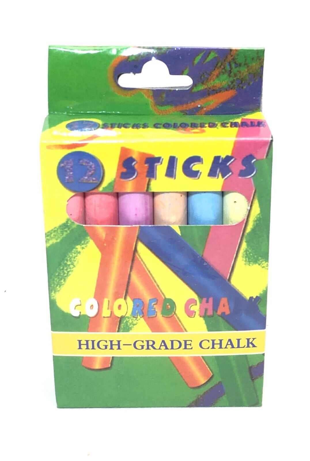 Coloured Chalk Sticks Pack of 12 Assorted Colours 9732 (Parcel Rate)