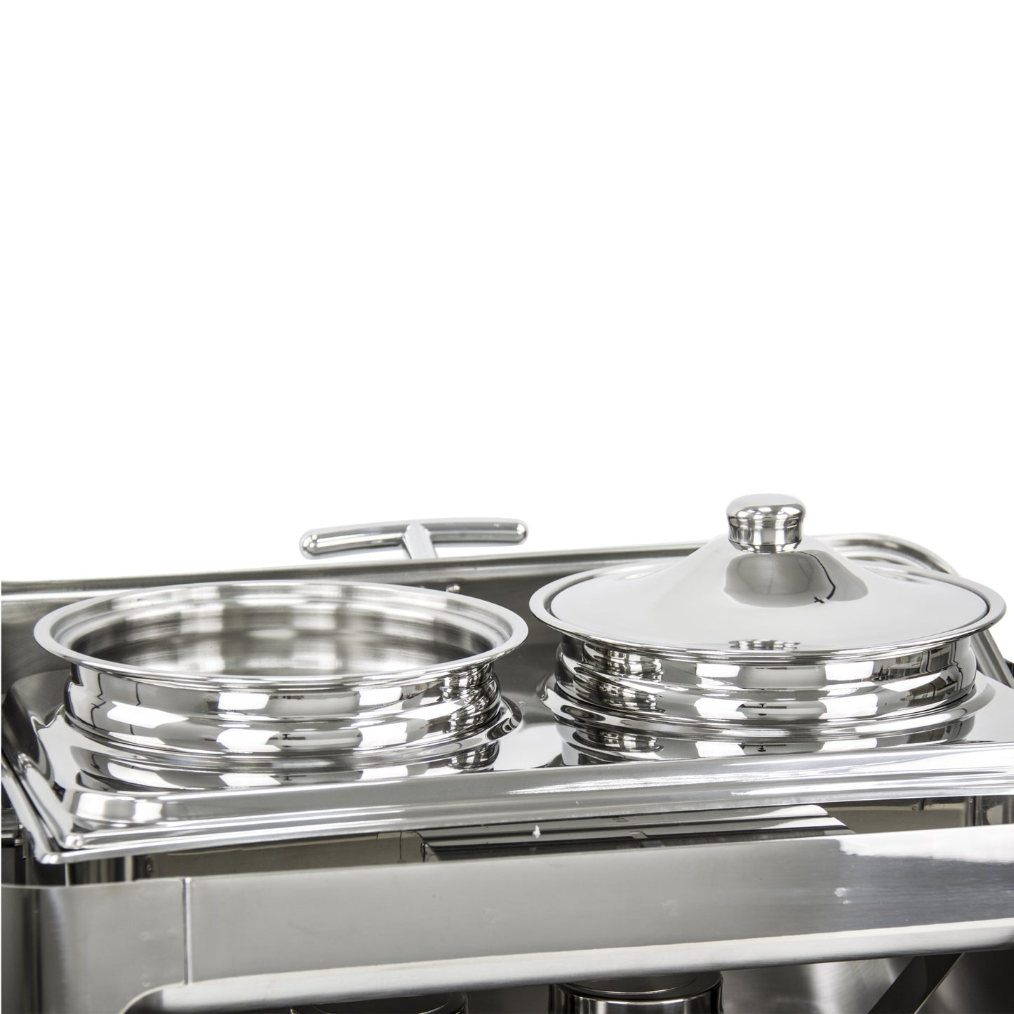 SQ Professional Banquet Chafing Dish with Roll Top and 2 Soup / Stew Pots Oblong Silver 2 x 4.5L 7924 (Big Parcel Rate)