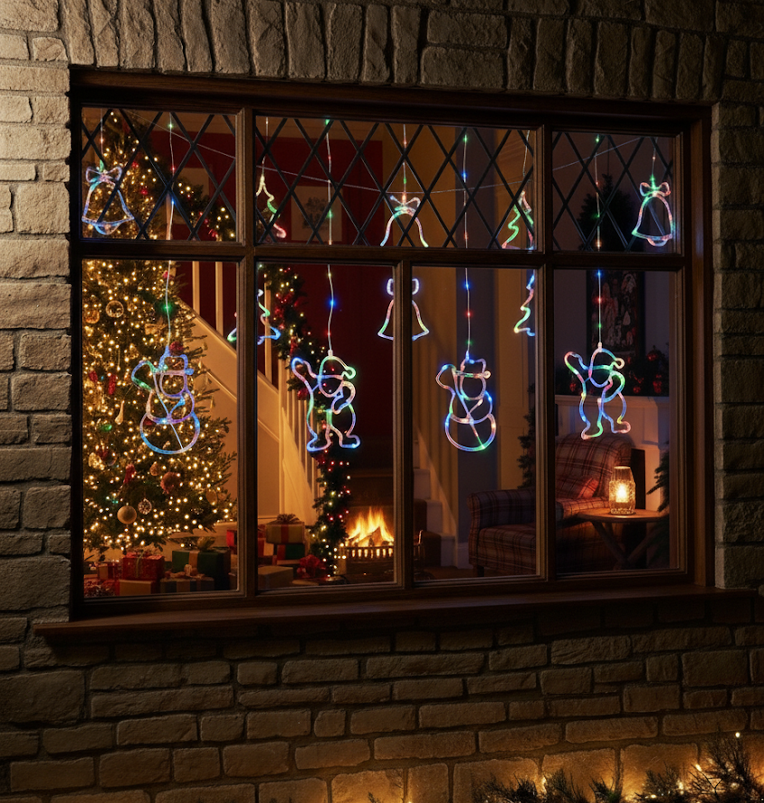 Christmas Hanging Plastic Light Up Indoor Window Decoration Star Design 40cm Assorted Light Colours 8079 (Parcel Rate)