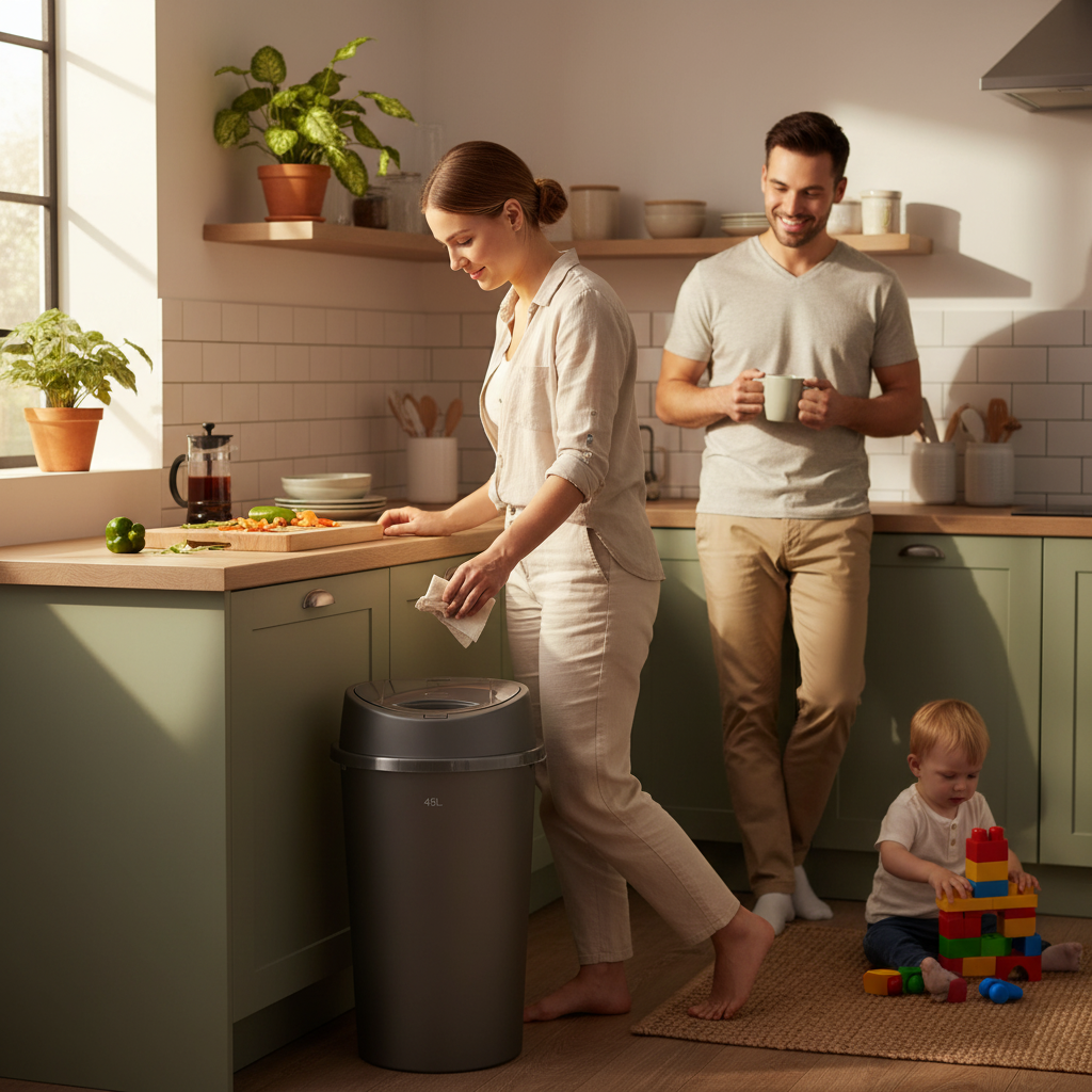 Plastic Round Kitchen Bin 50L LL5124 (Big Parcel Rate)