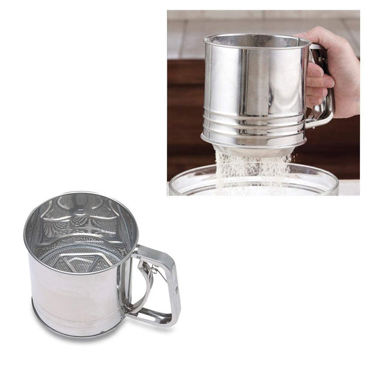Stainless Steel Flour Sifter Easy Squeeze Trigger Handle Fine Flour Sifter 10 x 10cm 0113 (Parcel Rate)