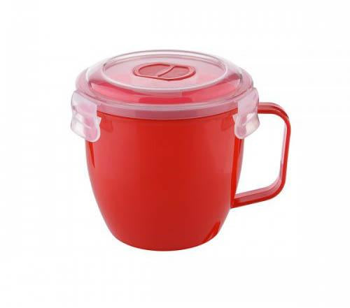 Plastic Microwaveable Soup Cup with Protective Lid 620ml Assorted Colours 021394 (Parcel Rate)