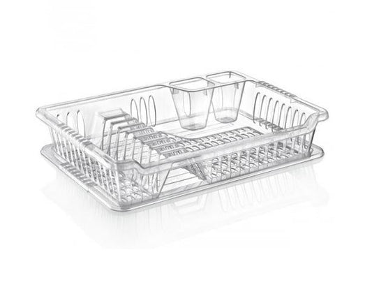 Kitchen Hobby Small Clear Plastic Dish Drainer With Tray 29 x 40 x 8.5cm 041097 A (Parcel Rate)