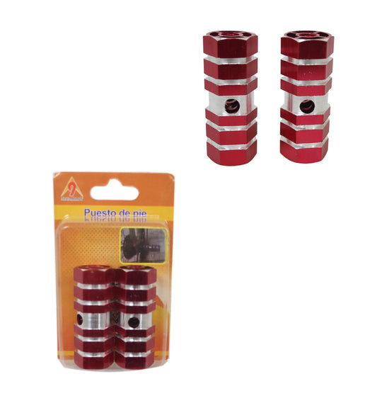 Aluminium Striped Bike Bicycle Pedal Foot Rest Axle Peg 7 x 2.3cm Pack of 2 Assorted Colours 1861 (Parcel Rate)