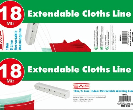 Outdoor Garden Retractable Washing Line Reel Five Line 18 Metre 37 x 7 x 7cm 18M5L / 1310 A (Parcel Rate)