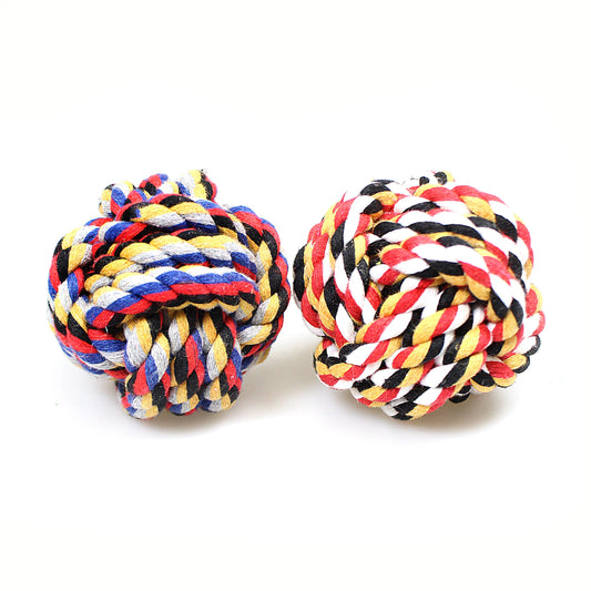 Pet Dog Chewing Teething Knotted Rope Ball 6.5 cm Assorted Colours 0049 (Parcel Rate)