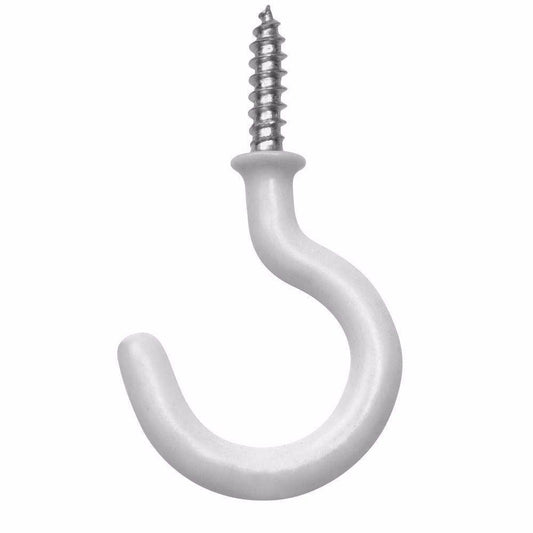 Pack of 5 Value White P.V.C 11/2'' Cup Hooks 0319 (Large Letter Rate)