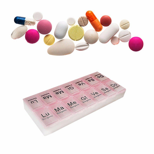 Italian Buonasera Pill Box 14 Days Compartment Storage Container 15 x 7 cm Assorted Colours 4365 (Parcel Rate)