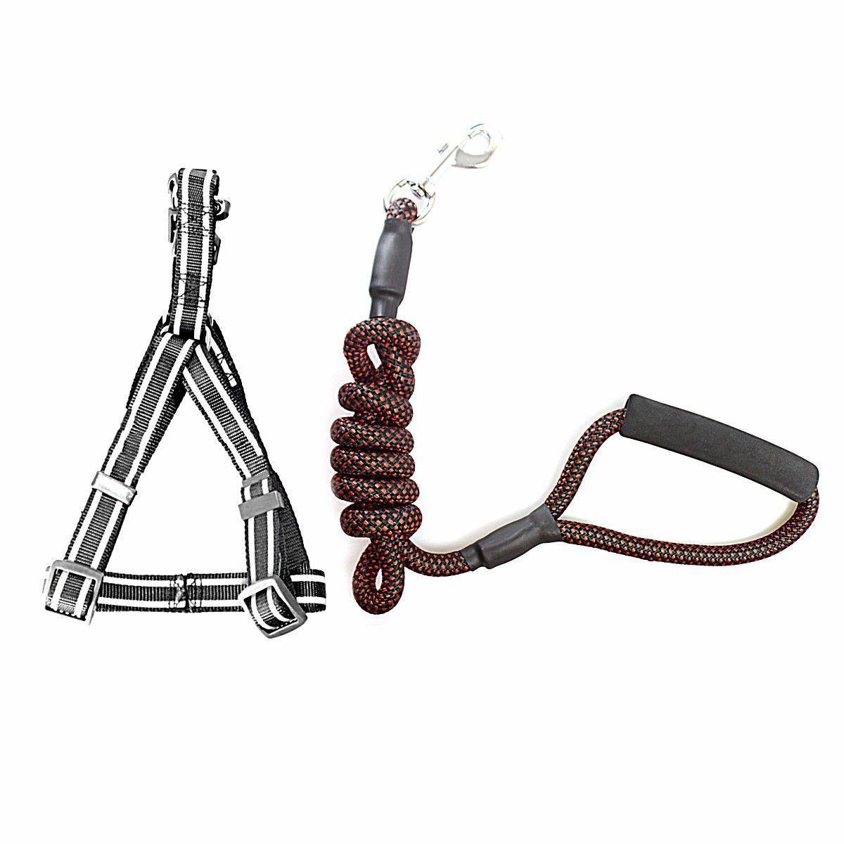 Reflective Nylon Dog Leash lead with Harness Assorted Colours 4266
