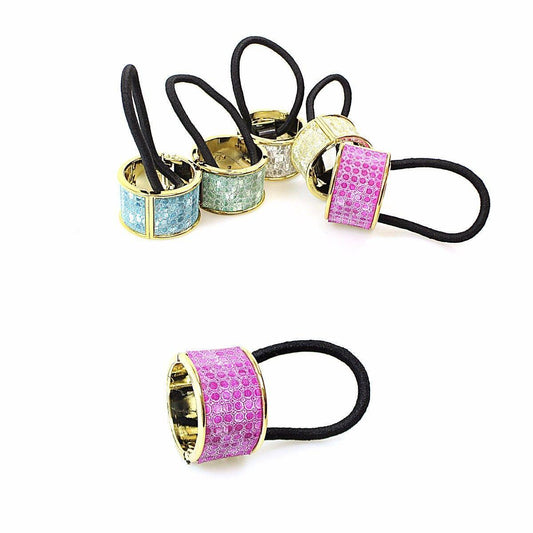 Hair Bobble Tie Band Rubber Band with Clip 3.4cm Assorted Designs and Colours 2317 (Large Letter Rate)