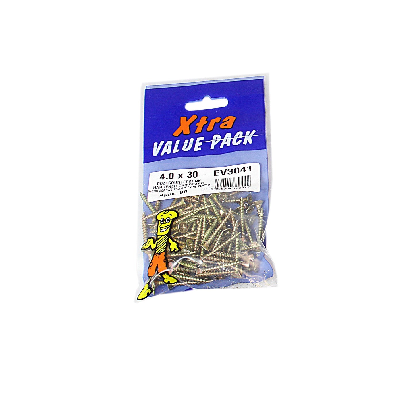 4.0 x 30 Pozi c/sk Chipboard Screws Yellow Diy Xtra Value 3041 (Large Letter Rate)