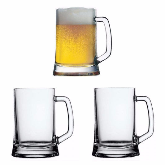 Classic Big Glass Beer Glass Mugs 660ml Pack of 2 55229 (Parcel Plus Rate)