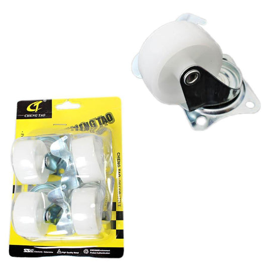 Plastic White Wheels with Brackets 3.5 x 2 cm Pack of 4 0628 (Parcel Rate)