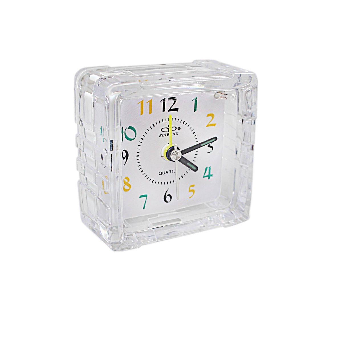 Small Mini Travel Office Square Quartz Bedside Desk Travelling Alarm Clock 6.5 x 7 x 3.5cm 3075