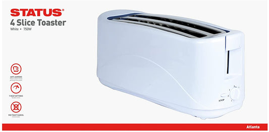 Status Atlanta 4 Slice Kitchen Toaster White 4SLWHTATLANTAX4 (Parcel Rate)