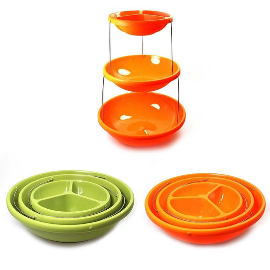 Plastic Twist Fold Party Food Serving Bowl 3 Tiers Assorted Colours 4512 (Parcel Rate)