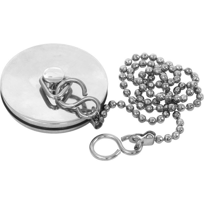 Chrome Metal Bathroom Bath Sink Plug 5cm and Chain 34cm 5584 (Large Letter Rate)
