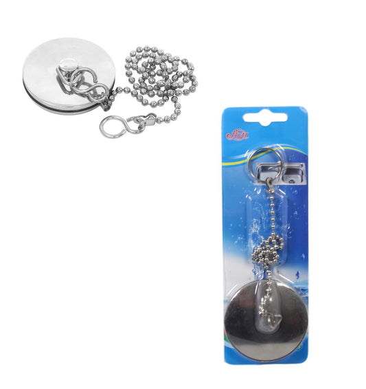 Chrome Metal Bathroom Bath Sink Plug 5cm and Chain 34cm 5584 (Large Letter Rate)