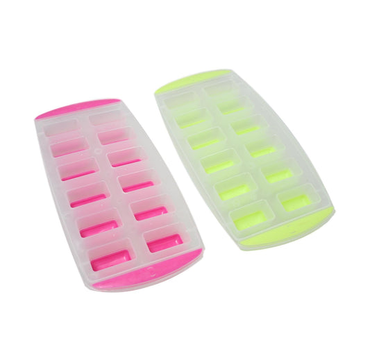 Ice Cube Tray Maker with Silicone Bottom 25 x 12 cm Assorted Colours 5732 (Parcel Rate)