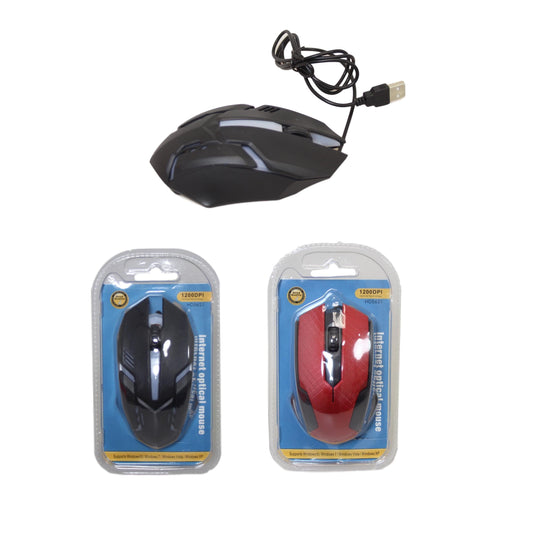 Internet Optical Mouse Computer Wired Mouse 14 cm Assorted Colours 5766 (Parcel Rate)p