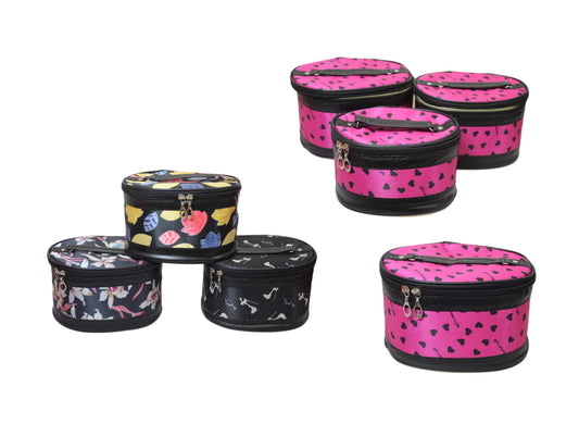 Jewellery Box Makeup Bag Zipped 3 Pack Bag 3 in 1 Assorted Design Makeup Bag 5821 (Parcel Rate)