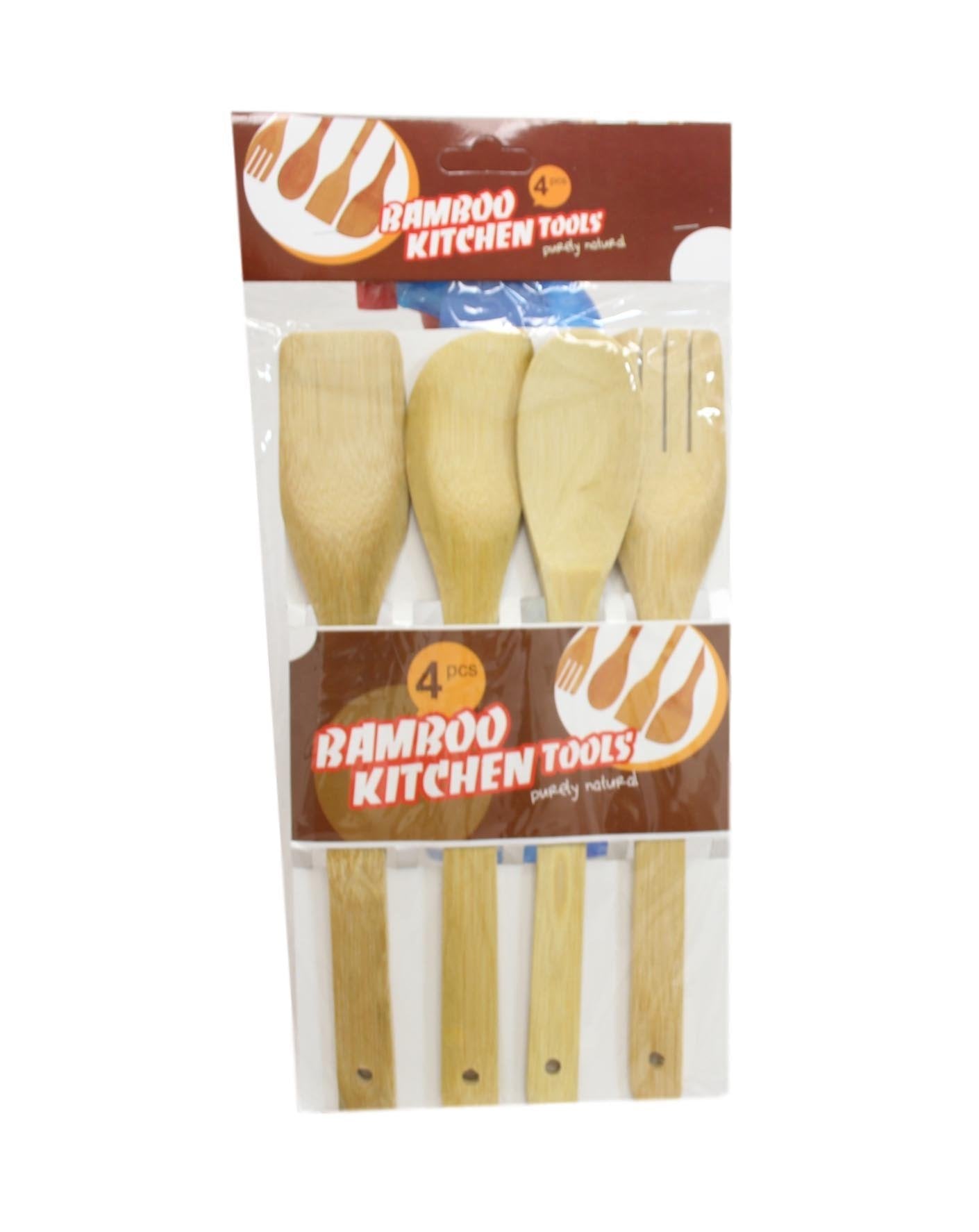 Wooden Bamboo Baking Cooking Spoon 29cm Set of 4 5855 (Large Letter Rate)