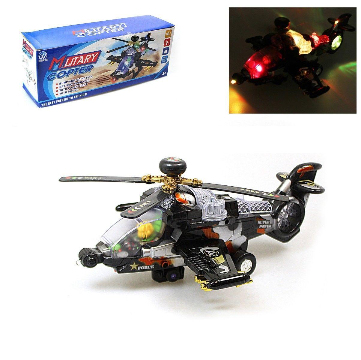 MILITARY LIGHT UP BUMP AND GO COPTER 3707 (Parcel Rate)p