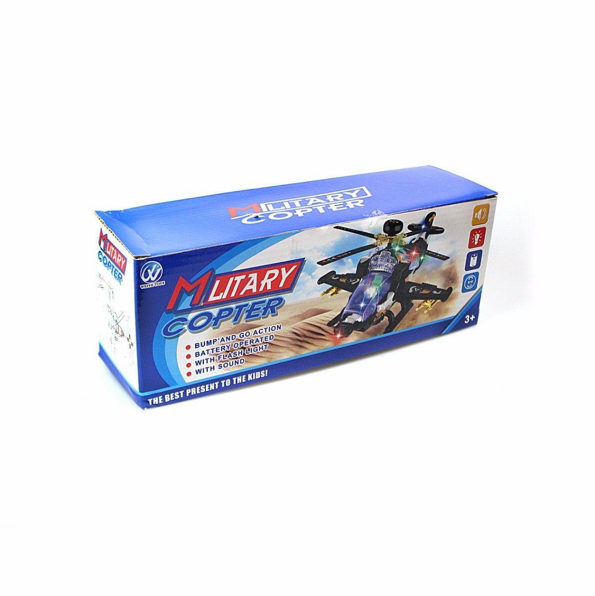 MILITARY LIGHT UP BUMP AND GO COPTER 3707 (Parcel Rate)p