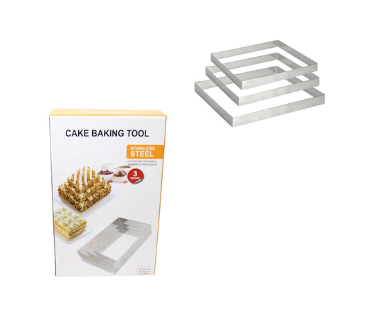 Stainless Steel Cake Baking Tool Rectangle Mould 25cm 20cm 15cm 5917 (Parcel Rate)