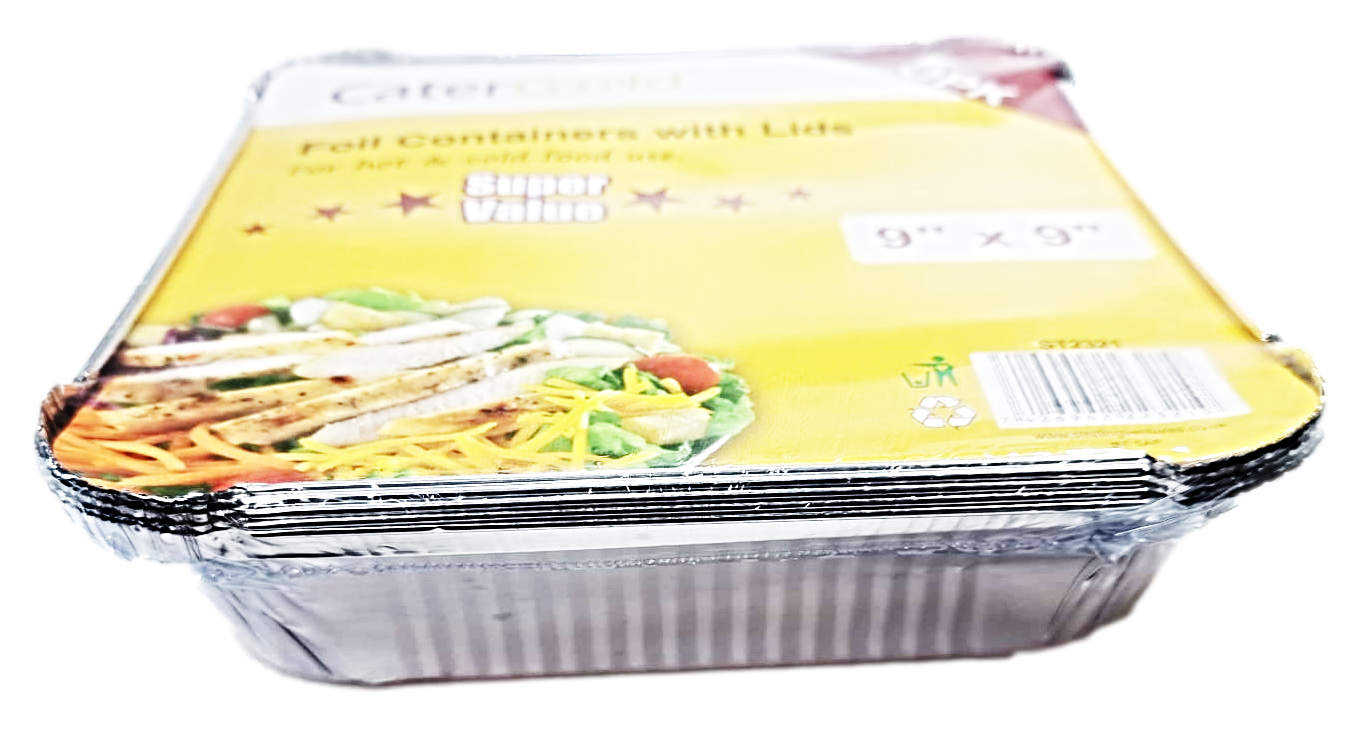 Aluminium Foil Food Containers 9 x 9" Pack of 5 ST2321