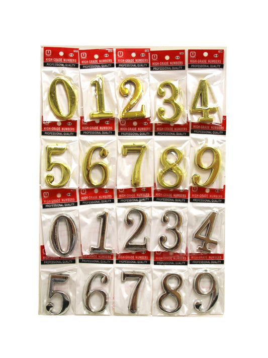 3D Self Adhesive Plastic House Door Numbers Pack of 20 Assorted Numbers 0 - 9 Assorted Colours 6059 (Parcel Rate)