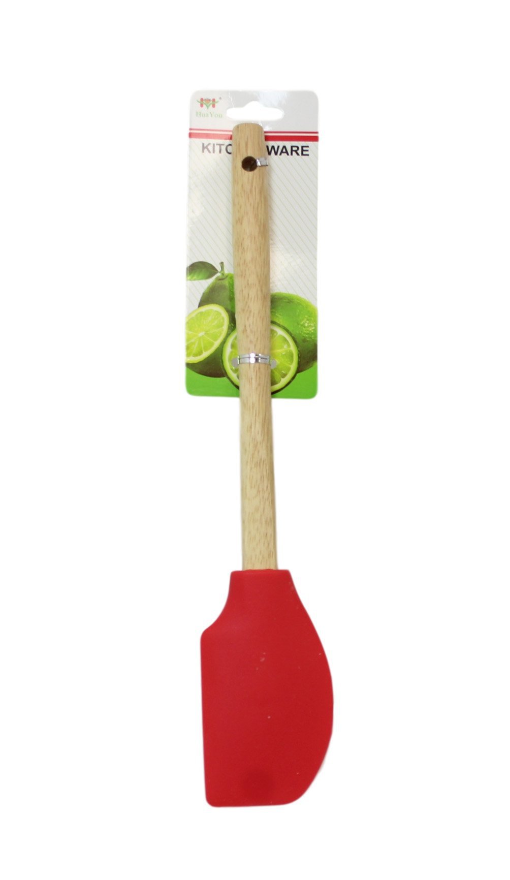 Kitchen Silicone Flat Sided Scraper Spatula Wooden Handle 32 cm Assorted Colours 6063 A (Large Letter Rate)
