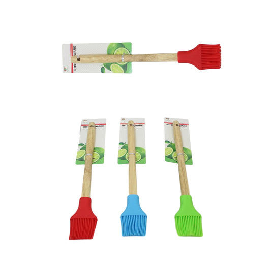 Kitchen Silicone Pastry Brush Wooden Handle 30 cm Assorted Colours 6066 A (Large Letter Rate)