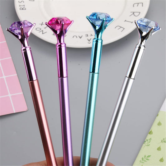 Black Ink Pen Diamond Top Metallic Style 18 cm Assorted Colours 6219 (Large Letter Rate)
