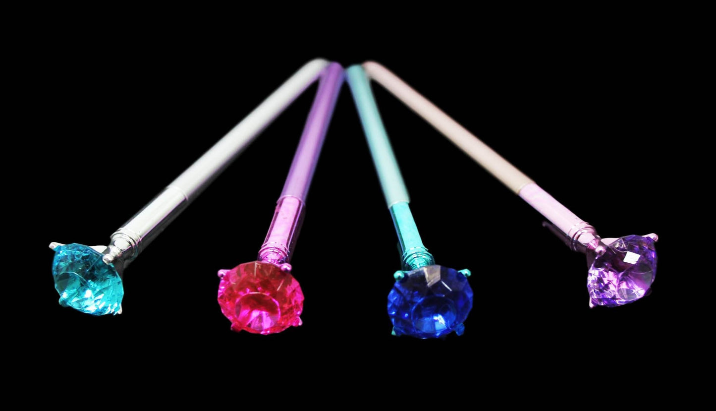 Black Ink Pen Diamond Top Metallic Style 18 cm Assorted Colours 6219 (Large Letter Rate)