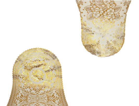 Table Centre Placemat Floral Gold 80 x 40 cm Assorted Designs 62593 (Large Letter Rate)