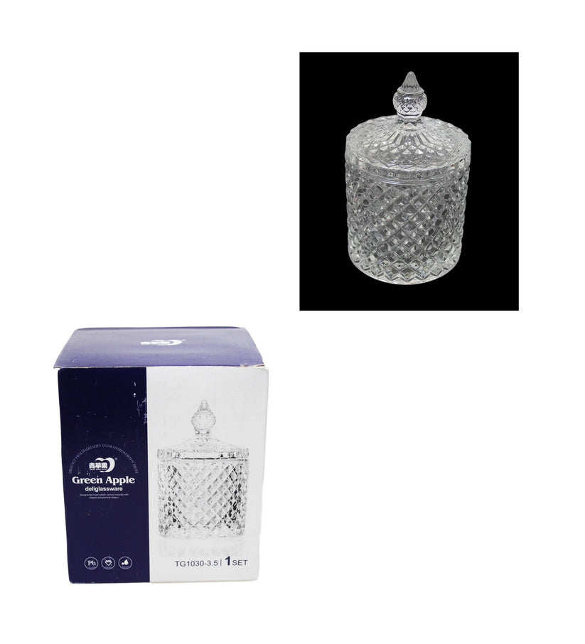 Crystal Glass Jar Sweets Sugar Glassware 10.6 x 17.35 cm 6585 A (Parcel Rate)