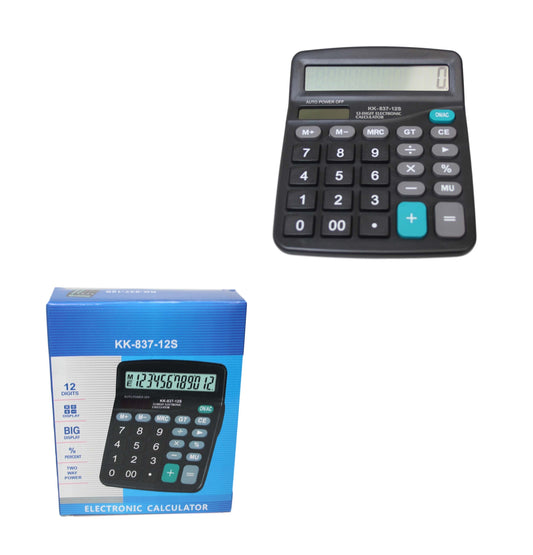 Big Display Two Way Power Electronic Calculator Office Maths Black 6411 (Parcel Rate)