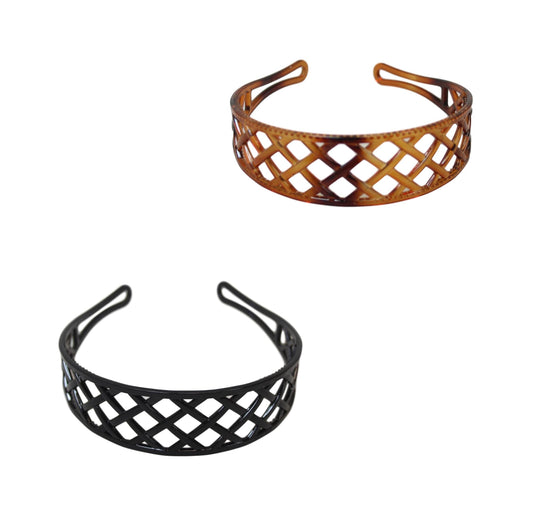 Girl's Plastic Wide Hair Head Band 3cm Assorted Colours 6497 (Parcel Rate)