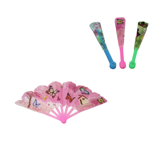 Plastic Chinese Folding Hand Fan with Printed Design 24 x 42 cm Assorted Designs 6507 (Large Letter Rate)