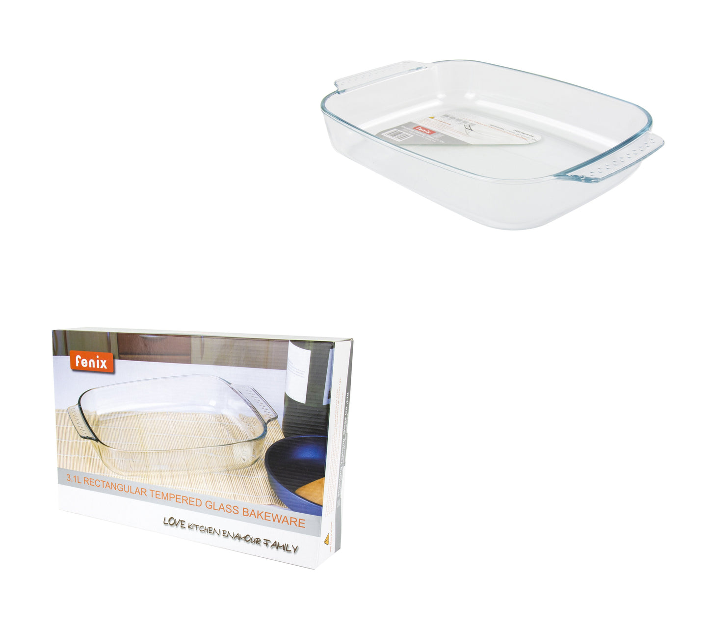 Durane Rectangular Tempered Glass Oven Roasting Tray 3L / 32 x 25 x 6.5cm 8040 (Parcel Plus Rate)