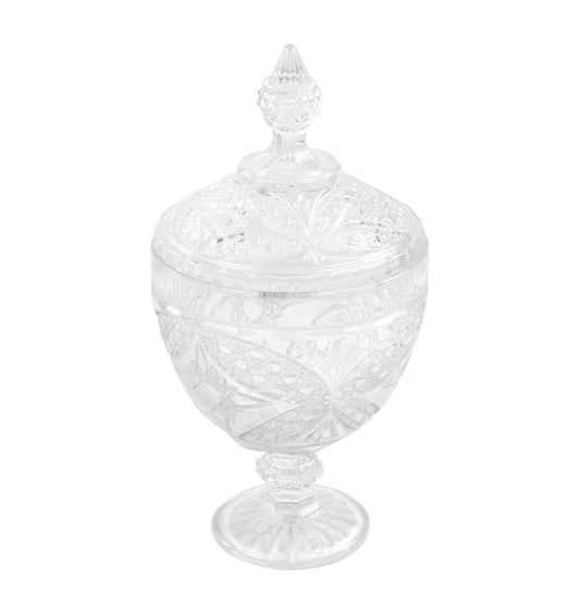 Glass Sweets Sugar Candy Footed Bowl with Lid 15 x 27cm 8849 / 9759 (Parcel Plus Rate)