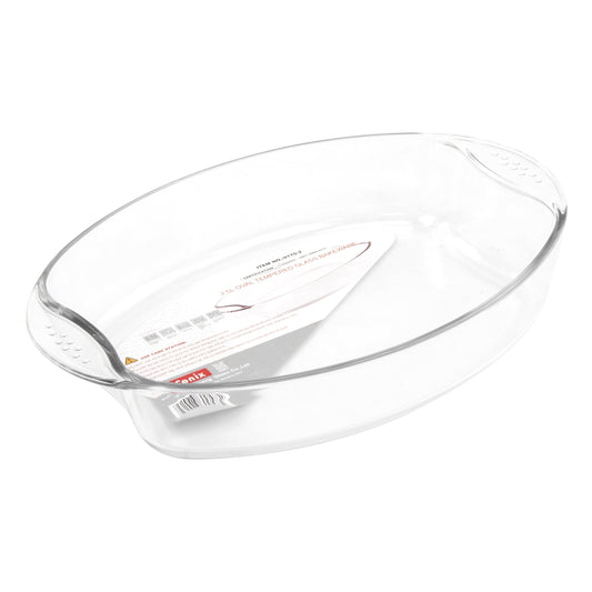 Durane Oval Tempered Glass Oven Casserole Baking Dish 2.5L / 34.5 x 24 x 6.5cm (Parcel Plus Rate)