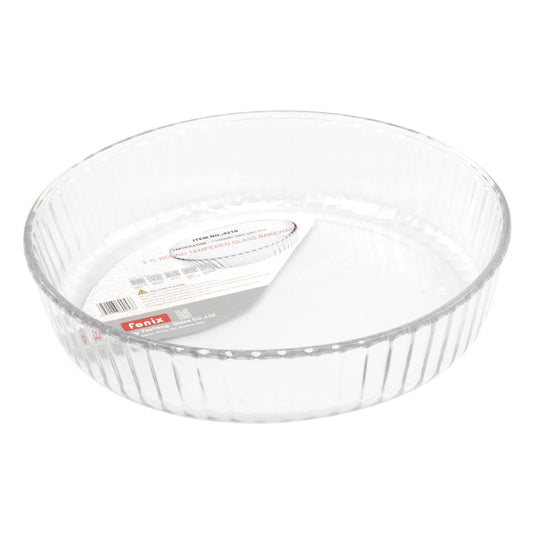 Durane Tempered Glass Round Flan Tray Baking Cooking Dish 2L / 26 x 6cm 8976 (Parcel Plus Rate)
